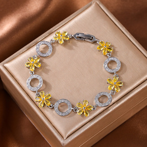 Pulsera de Cadena con Círculo de Flores, Aleación de Zinc con Microincrustaciones, Joyería para Mujer, KB0379 - Product Image 2