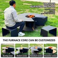 Table de chauffage multifonctionnelle en bois pour extérieur, idéale pour la terrasse et le barbecue