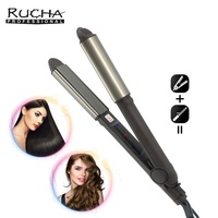 RUCHA Lisseur et boucleur 2 en 1, chauffage rapide PTC 450F, fer à lisser en céramique, plancha de cabello