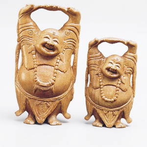 Estatua de Buda Sonriente Tallada a Mano en Madera de Sándalo, Estilo Art Deco, para Decoración de Interiores del Hogar, para Mesa - Product Image 1