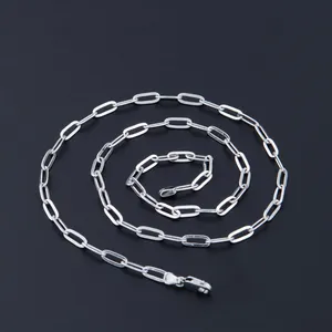 Hydis jewelry 925 sterling silver rhodium plate E coating paper clip chain necklace