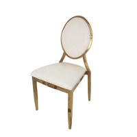 Chaise de mariage en acier inoxydable doré, dossier rond, coussin en éponge, empilable, design moderne, pour événements hôteliers