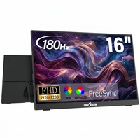 Moniteur externe portable noir 16 pouces FHD 1920x1200P, luminosité 300 nits, angle de vision 178° pour les présentations professionnelles