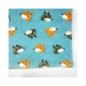 OEM custom 100% polyester cartoon image printed flannel fleece fabric for baby blankets