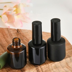 15ml Transparent Amber Matte Black <b>Round</b> Glass Nail Polish Bottle with <b>Brush</b> Lid Empty Gel Polish Containers - Product Image 6