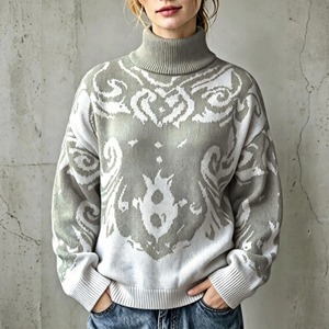 Women's <b>Turtleneck</b> Knitted <b>Sweater</b> Geometric Pattern Wool Pullover Casual Winter Thick Full Sleeve Regular Length - Product Image 3