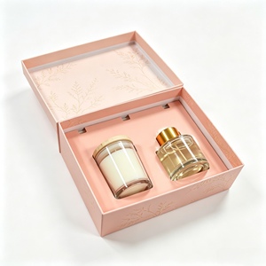 Juego de Regalo de Vela Aromática de Cera de Soya en Vaso de Vidrio Transparente y Difusor de Varillas, Set de Aromaterapia de Lujo para el Hogar, Paquete con Etiqueta de Aroma Personalizada - Product Image 1