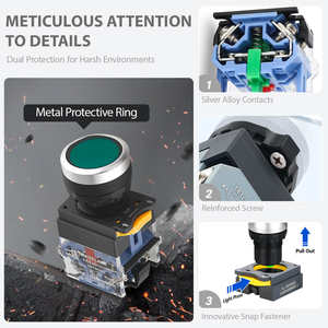 22MM YJ139-LA38 フラットプラスチックプッシュボタン（LEDなし、1NO1NC、銀接点、迅速設置、工場向け） - Product Image 4