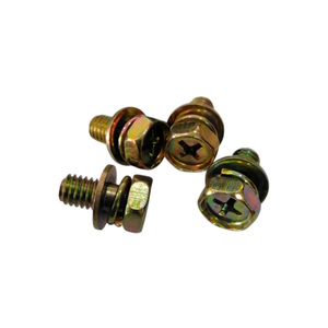 High Precision Yellow Zinc Plated Hex Head Cross Combination Machine <b>Screws</b> Custom Steel Three Combination Fastener Bolts OEM - Product Image 2
