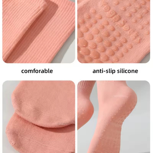 Chaussettes personnalisées de haute qualité pour femmes, chaussettes de yoga antidérapantes, chaussettes de pilates, chaussettes mi-hautes avec logo personnalisé - Product Image 6