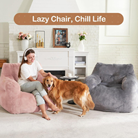 Fauteuil pouf moelleux avec accoudoirs et support dorsal robuste, garnissage en mousse pour adulte