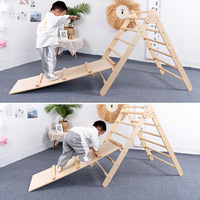 Juguetes Educativos Ecológicos, Coloridos, de Madera de Pino, Estructura de Escalada para Niños, Gimnasio Interior y Exterior, Toboganes Montessori