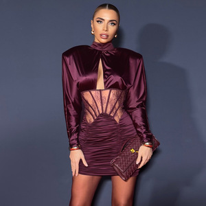 <span class=keywords><strong>Abito</strong></span> <span class=keywords><strong>Mini</strong></span> Sexy con Maniche Lunghe e Volant, Stile Vintage Casual, Patchwork in <span class=keywords><strong>Pizzo</strong></span> Intrecciato Rosso, Moda 2025 Best-Seller - Product Image 3