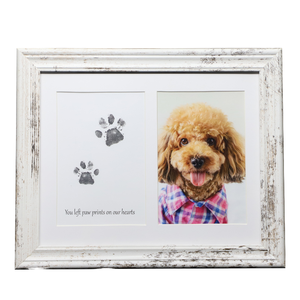 Marco de Fotos de Madera Blanca Envejecida para Huellas de Patas de Mascotas, Marco Conmemorativo DIY para Huellas de Perros y Gatos sin Manchas de Tinta - Product Image 1