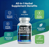 Fabricant OEM – Capsules de Mousse de Mer, Huile de Nigelle, Ashwagandha, Racine de Bardane et Curcuma pour Renforcer le Système Immunitaire