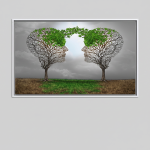 <b>Face</b>-to-<b>Face</b> <b>Tree</b> Silhouette Canvas: Symbolic Art Print for Serene Spaces,WHITE FRAMED CANVAS - Product Image 2