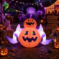 Décoration gonflable d'Halloween pour l'extérieur : Modèle de citrouille fantôme avec éclairage LED