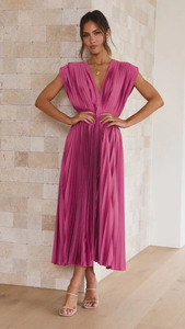 2026 New Spring Summer Elegant Women's Deep V-Neck Sleeveless <strong>Long</strong> Pleated Party <strong>Dress</strong> - Evening Wear with Backless Design - Product Image 4