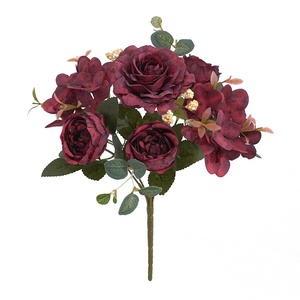 Ramo de Hortensias y Peonías de Estilo Europeo Vintage, Flores Artificiales de Hibisco y Rosa para Decoración del Hogar, Bodas y San Valentín - Product Image 6
