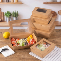 Boîtes à repas écologiques en papier kraft pour la préparation des repas, contenants à emporter avec fenêtre