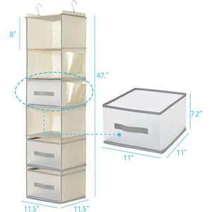 Organisateur de placard suspendu à 6 niveaux avec 3 tiroirs et poches latérales pour vêtements, chaussures, ceintures, sacs à main, design moderne - Product Image 3
