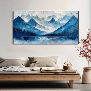SQ Spectaculaire Snowy Mountain Knife <span class=keywords><strong>Peinture</strong></span> à l'huile Mountain Peak Cloud Blue Tone Tranquille Paysage Abstrait Peint à la main Décor Cadeau - Product Image 3