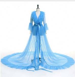 SFY1441 Women's Sexy <b>Long</b> Dress Elastic High Waist Transparent Mesh Breathable Knitted Robe Lingerie - Product Image 3