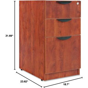 Alera Valencia Series 3-Drawer Full Pedestal <b>File</b> Cabinet <b>Box</b>/<b>Box</b>/<b>File</b> Legal/Letter Espresso 15.63\" X 20.5\" - Product Image 2