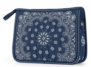 Bandana Paisley Quilted Cosmetic <strong>Bag</strong> Vintage Floral Print Zipper Wristlet Pouch <strong>Large</strong> Capacity Hand Strap Beach <strong>Makeup</strong> <strong>Bag</strong> - Product Image 6