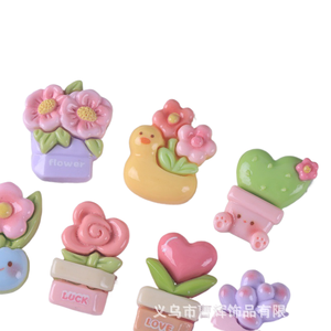 Jolies pinces à cheveux, élastiques, porte-clés et bijoux en résine faits main, motif petit canard jaune mignon, inspirés <span class=keywords><strong>de</strong></span> plantes succulentes en <span class=keywords><strong>pot</strong></span>. - Product Image 4