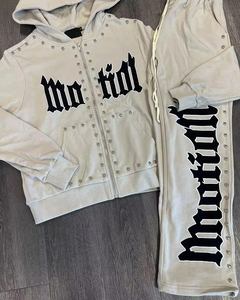 Conjunto Deportivo Personalizado Unisex de Alta Calidad con Logotipo Impreso y Bordado, Sudadera con Capucha y Pantalones Deportivos de Felpa Vintage para Deportes - Product Image 3