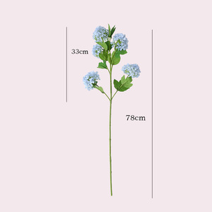 Fleur d'hortensia artificielle à tige unique, 5 têtes, en plastique vert, soie, décoration d'intérieur, ornement de salon, haute simulation - Product Image 5