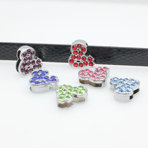 Braccialetto con ciondoli scorrevoli con strass di colore da 10mm che fa stelle cuore fiore Fit collari per animali domestici braccialetti portachiavi accessorio fai da te regalo - Product Image 6