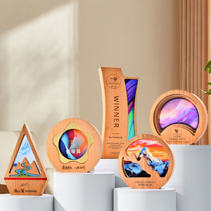 Solid Wood And Crystal <b>Trophy</b> Laser <b>Engraved</b> Customizable For Awards Ceremonies Business Gifts - Product Image 3