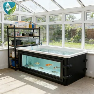 Vasca Rettangolare in Fibra di Vetro Ecologica <span class=keywords><strong>e</strong></span> Resistente per Koi con Finestra di Osservazione, Acquario Personalizzato per Esposizione di Pesci <span class=keywords><strong>e</strong></span> Koi - Product Image 2