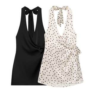 <span class=keywords><strong>Abito</strong></span> <span class=keywords><strong>mini</strong></span> da donna estivo 2026 nuovo, casual, alla moda, con scollo all'americana a <span class=keywords><strong>pois</strong></span>, stile retrò chic senza maniche. - Product Image 1