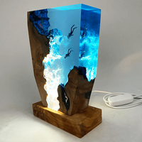 Lampe en résine époxy faite à la main pour la décoration intérieure, veilleuse de plongeurs, lampe de table micro-paysage, ornement unique, meilleurs cadeaux pour amis