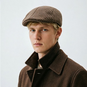 Wholesale Vintage British <b>Flat</b> Ivy <b>Cap</b> for <b>Men</b> Women Houndstooth Plaid Newsboy Beret Hat Winter Warm - Product Image 3