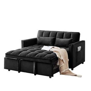 Ghế sofa giường đa năng hiện đại 55 inch, chất liệu vải gân, tựa lưng có thể điều chỉnh, có túi bên, khung gỗ, thích hợp cho căn hộ, phòng khách - Product Image 1