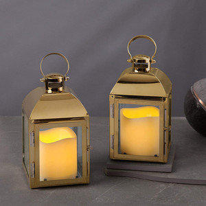 Porte-bougie d'aromathérapie créatif en verre de style européen avec lanterne décorative en acier inoxydable doré, semi-fait main - Product Image 2