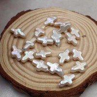Natural White Cultured Irregular Cross Shape Freshwater Pearls Baroque Pearls