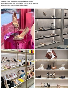 Espositore per Scarpe Regolabile in Metallo Dorato Lucido, Scaffale per Scarpe in Acciaio Inossidabile per Negozi - Product Image 3