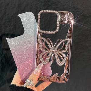 เคสโทรศัพท์ iPhone 17promax แฟชั่นหรูหรา iPhone15 ชุบเคลือบด้วยกลิตเตอร์เพชรรูปผีเสื้อ 14 กลิตเตอร์สีชมพู 13 - Product Image 4