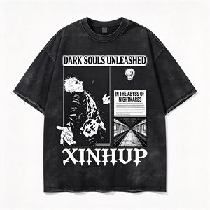 T-shirt pour homme en coton à manches courtes, couleur personnalisée, logo OEM, design personnalisé, anti-boulochage et coupe ample, style streetwear - Product Image 1