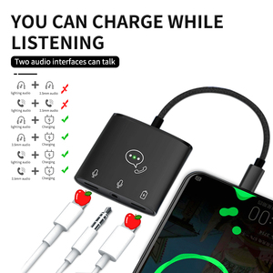 Adaptateur audio 3 en 1 pour écouteurs avec prise <span class=keywords><strong>jack</strong></span> 3.5mm Adaptateur <span class=keywords><strong>jack</strong></span> casque 3.5mm pour <span class=keywords><strong>iphone</strong></span> 14 13 12 <span class=keywords><strong>11</strong></span> <span class=keywords><strong>Pro</strong></span> Max - Product Image 2