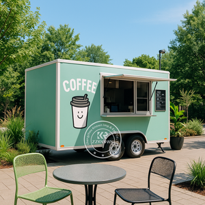 Moderne mobiele keukens, foodtrucks, cateringkarren en caravan met snacks en chips. - Product Image 6