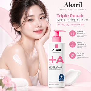 Akaril <span class=keywords><strong>Crema</strong></span> Idratante Riparatrice Tripla 400ml con Niacinamide, Burro di Karité e Ceramide 3 per Pelli <span class=keywords><strong>Molto</strong></span> Secche e Sensibili, Uso Quotidiano - Product Image 1