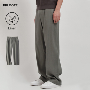 <span class=keywords><strong>Pantalones</strong></span> Casuales de <span class=keywords><strong>Lino</strong></span> para Hombre BRLOOTE, <span class=keywords><strong>Pantalones</strong></span> Rectos de Mezcla de <span class=keywords><strong>Lino</strong></span>, Teñido Liso, Antiarrugas, Transpirables, <span class=keywords><strong>Pantalones</strong></span> Deportivos Personalizados de Verano - Product Image 2