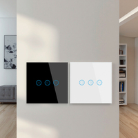 Interrupteur intelligent WiFi 3 voies IP20 pour rideaux, télécommande, panneau tactile en verre trempé, interrupteurs pour volets roulants