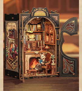 Porte-livres en bois 3D - Forme de chat cool, kit d'assemblage DIY, décoration d'intérieur, organisateur de livres, idée cadeau créative - Product Image 1